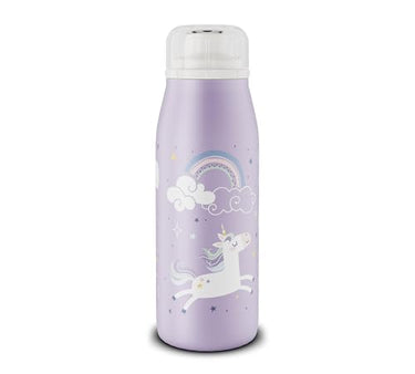 alfi KIDS ISO BOTTLE 350ml, Purple Unicorn Rainbows, Insulated Drinking Bottle for Children, Stainless Steel, Tightly Sealed Screw Cap, Keeps Hot for 12 Hours, Cold for 24 Hours, Drinking Bottle for Carbonated Drinks, BPA-Free on Sale